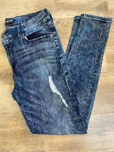 Leggings de jean Express elásticos desgastados lavado oscuro tiro medio talla 12R para mujer - Imagen 1 de 11