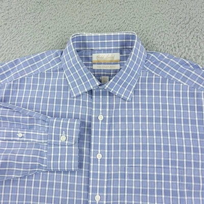 Roundtree & Yorke Gold Label Shirt Mens 16.5 33 Blue Plaid Non-Iron Long Sleeve - Image 1 of 4