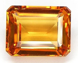 9,79 quilates FINEST LUSTRE CORTE ESMERALDA 13,4x10,5 mm. CORINDÓN LABORATORIO ZAFIRO AMARILLO - Imagen 1 de 3