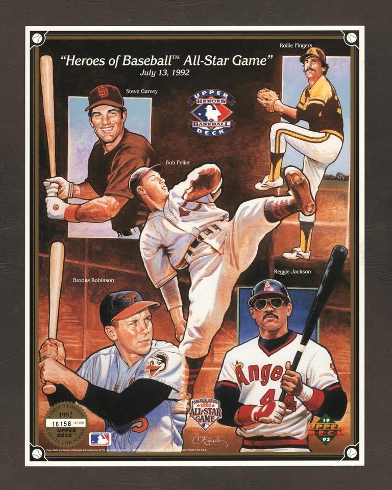 1992 Upper Deck Heroes of Baseball All Star Game Commemorative Sheet  #L293 - Image 1 of 1