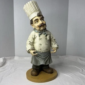 Estatua de chef panadero francés 16" figura cocina restaurante decoración crema azul marrón - Imagen 1 de 8