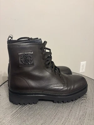 Botas de caminhada masculinas Roberto Cavalli CAVALLI CLASS couro marrom com cadarço tamanho 43 - Imagem 1 de 4