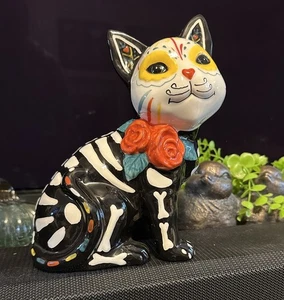 Blue Sky Clayworks Sugar Skull Katze Figur Skelett Halloween Tag der Toten - Bild 1 von 6