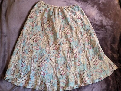 FALDA MUJER SUNDANCE SEDA 4 Azul Rosa Diseño Floral Boho Medio Corto Lápiz Foto 1 de 4