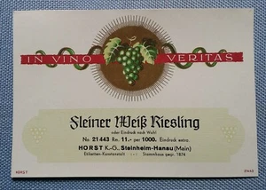Old Wine Label Sample Label Label Small White Riesling Steinheim - Picture 1 of 2