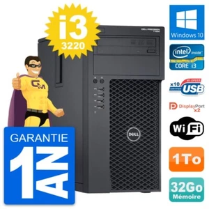 PC Tour Dell Precision T1650 MT Core i3-3220 RAM 32Go Disque 1To Windows 10 Wifi - Photo 1/8
