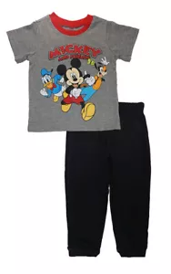 Mickey Mouse Boys S/S Gray Top Two-Piece Jogger Pant Set Size 2T 3T 4T 4 5 6 7 - Picture 1 of 2