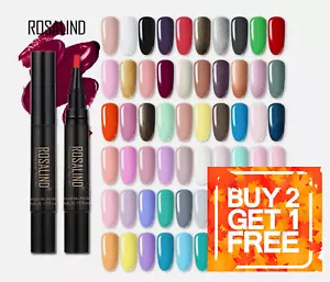 ROSALIND 3 In 1 Gel Nail Polish Hybrid One Step Pen 60 Colours UV Gel Soak Off - Picture 1 of 86