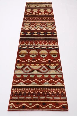 10 ft Hallway Tribal gabbeh Runner Rug Afghan Hand Knotted Wool Bedroom Rug - Image 1 of 4