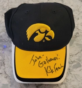 New Kirk Ferentz Autograph Starter Baseball Cap Hat Iowa Hawkeyes Black Gold - Picture 1 of 5