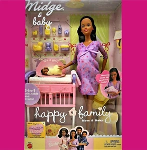MIDGE & BABY FAMILIA FELIZ - MATTEL BARBIE - MAMÁ Y BEBÉ - AFROAMERICANO NUEVO en CAJA - Imagen 1 de 16