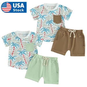 2PCS Toddler Baby Boy Summer Clothing Sets Short Sleeve T-Shirt and Shorts - Picture 1 of 14