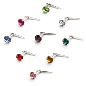 Sterling Silver & CZ Crystal 3mm Andralok Nose Stud Pin Studs Pins / - Picture 1 of 46