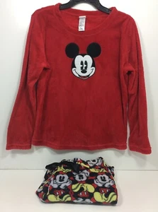 Disney Mickey Mouse Fleece Sleepwear Lounge Pajama Set Top Sz M Bottoms Sz L - Picture 1 of 11