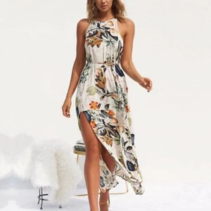 Boho Floral Print Long Beach Sleeveless Dress Size M - Picture 1 of 5