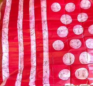 AFRICAN HAND DYED ELEKO ADIRE KAMPALA 5 YARDS BROCADE COTTON WAX BATIK. - Picture 1 of 8