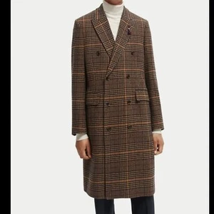 Scotch & Soda Double Breasted Trench Coat Houndstooth Size Large (50 Euro) - Picture 1 of 16