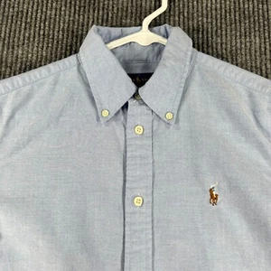 Ralph Lauren Shirt Youth Medium Blue Short Sleeve Button Down Slim Fit - Picture 1 of 13