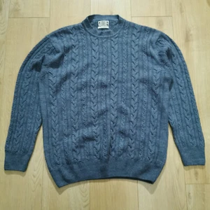 Next Jumper Mens XXL 2XL Blue Cable Knit Crew Neck Acrylic Wool Made In Italy - Picture 1 of 7