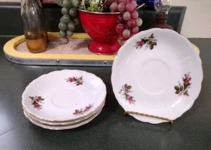 Juego de 4 platillos rosa musgo con adornos dorados - Imagen 1 de 3