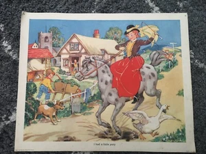 Imagen litoimpresa vintage de Boyce para bebé rima década de 1950 - I Had A Little Pony - Imagen 1 de 5