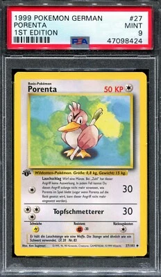 PSA 9 Pokemon 1999 German Deutsch 1st Edition Base Porenta Farfetch'd #27 - Image 1 of 2