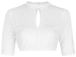 Dirndbluse Rebekka halbarm weiß Spitzenbluse Trachten Dirndl Bluse Spitze - Bild 1 von 18