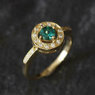 1.80 Ct Emerald & Diamond Cluster Art Deco Vintage Ring 14K Yellow Gold Finish