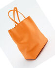 Zara Real Leather Midi Tote Bag Orange Soft Crossbody 6496/910