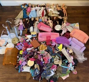 BULK LOT Of BARBIE Mattel 20 Dolls & 300+ Clothes Shoes Accessories Furniture - Picture 1 of 10