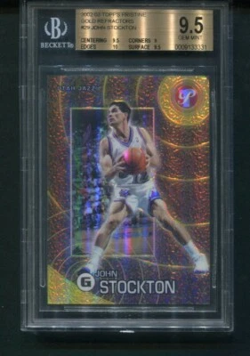 2002-03 Topps Pristine John Stockton Gold Refractor 15/50 BGS 9.5 - Image 1 of 2