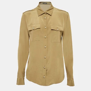 Balmain Green Silk Long Sleeve Shirt M - Picture 1 of 6