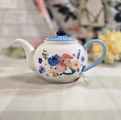 Disney Alicia en el País de las Maravillas Paraíso Jardín Cerámica Tetera Flores Setas NUEVO Foto 1 de 4