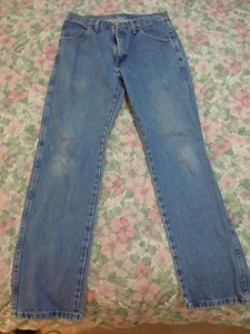 Mens Rustler Straight Leg Western Slightly Faded Blue Jeans, Pants, Size 31X32 - Picture 1 of 6