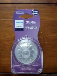 2x Philips AVENT Natural Baby Bottle Flow 4 Nipple, 3M+, SCY964/02 - Picture 1 of 2