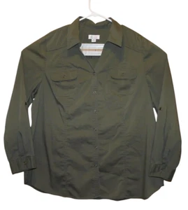 Denim & Company Hemd Oberteil Damen XL Armeegrün Druckknopfleiste vorne Rollriegelärmel d&co - Bild 1 von 7