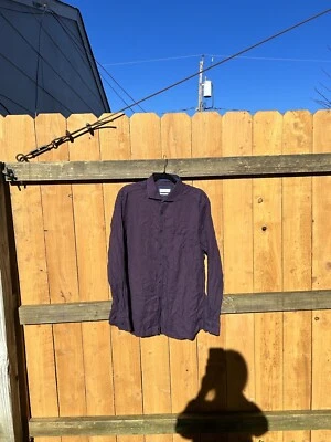 Camisa Johnson & Murphy púrpura a cuadros con botones manga larga para hombre talla XL Foto 1 de 4