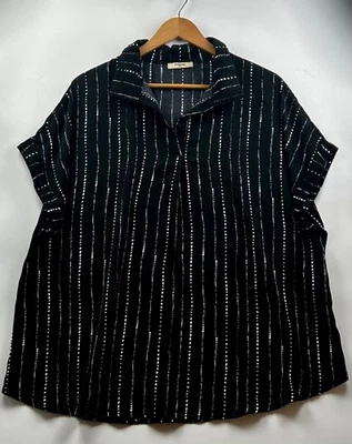 Blusa Timeson para mujer 2XL blanca y negra a rayas minimalista elevada informal Foto 1 de 4