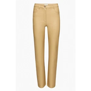 Pantalone WILFRED Aritzia vegan pelle beige marrone 5 tasche slim gamba dritta tg 2 - Foto 1 di 12