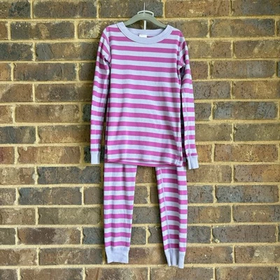 Juego de pijama a rayas de dos piezas Hanna Andersson niñas 130 EE. UU. 8 algodón orgánico LEER Foto 1 de 4