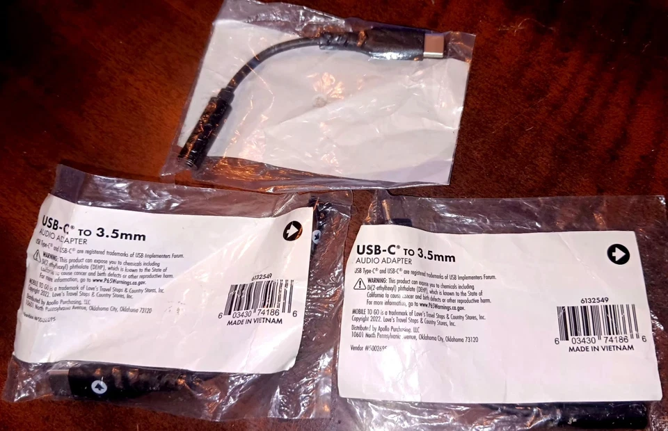 3x USB-C to AUX 3.5mm Audio Adapter Dongle For Earphones Headphones Mobile Phone - Image 1 of 1