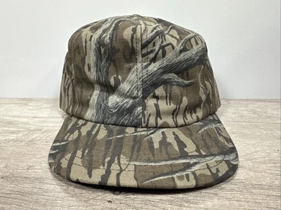 VTG Mossy Oak Treestand Camo Hunting Cap Hat Quilt Lined Ear Flaps Large USA - Image 1 of 4