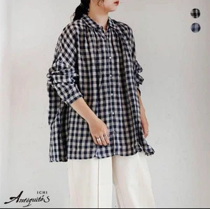 ICHI Antiques AZUMADAKI Higashi-shiki Linen Gingham Shirt F/S from Japan - Picture 1 of 11