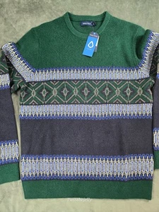Neu Nautica Pullover Herren Large grün Fair Isle klassisch Ski nordisch geometrisch - Bild 1 von 10