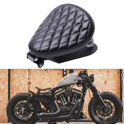 Asiento de conductor de PU solo con resortes para Harley Sportster XL 883 1200 Bobber Chopper Foto 1 de 4