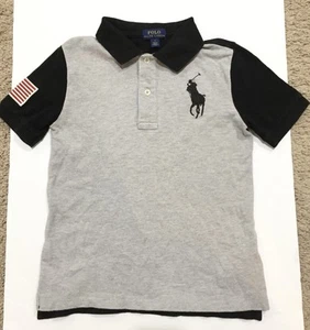 Polo Ralph Lauren Big Pony Embroidered Shirt American Flag Boys Size 7 Black - Picture 1 of 4