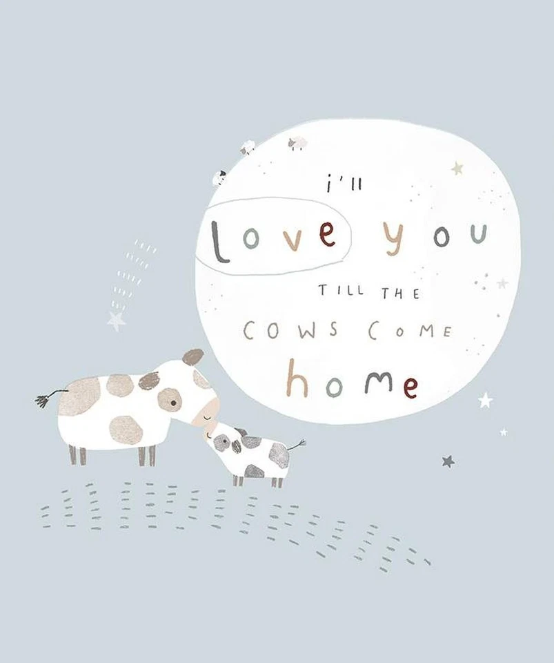 Tela de panel de franela azul Till the Cows Come Home Foto 1 de 1