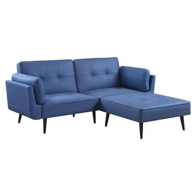 Sofá ajustable tapizado de tela con otomana ACME Furniture Nafisa en azul Foto 1 de 4