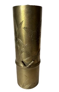 Antiguo jarrón japonés arte trinchera bomba latón grabado a mano/soporte de palo de cerilla - Imagen 1 de 13