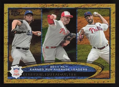 2012 Topps #297 Clayton Kershaw/Roy Halladay/Cliff Lee lámina dorada brillante Foto 1 de 2